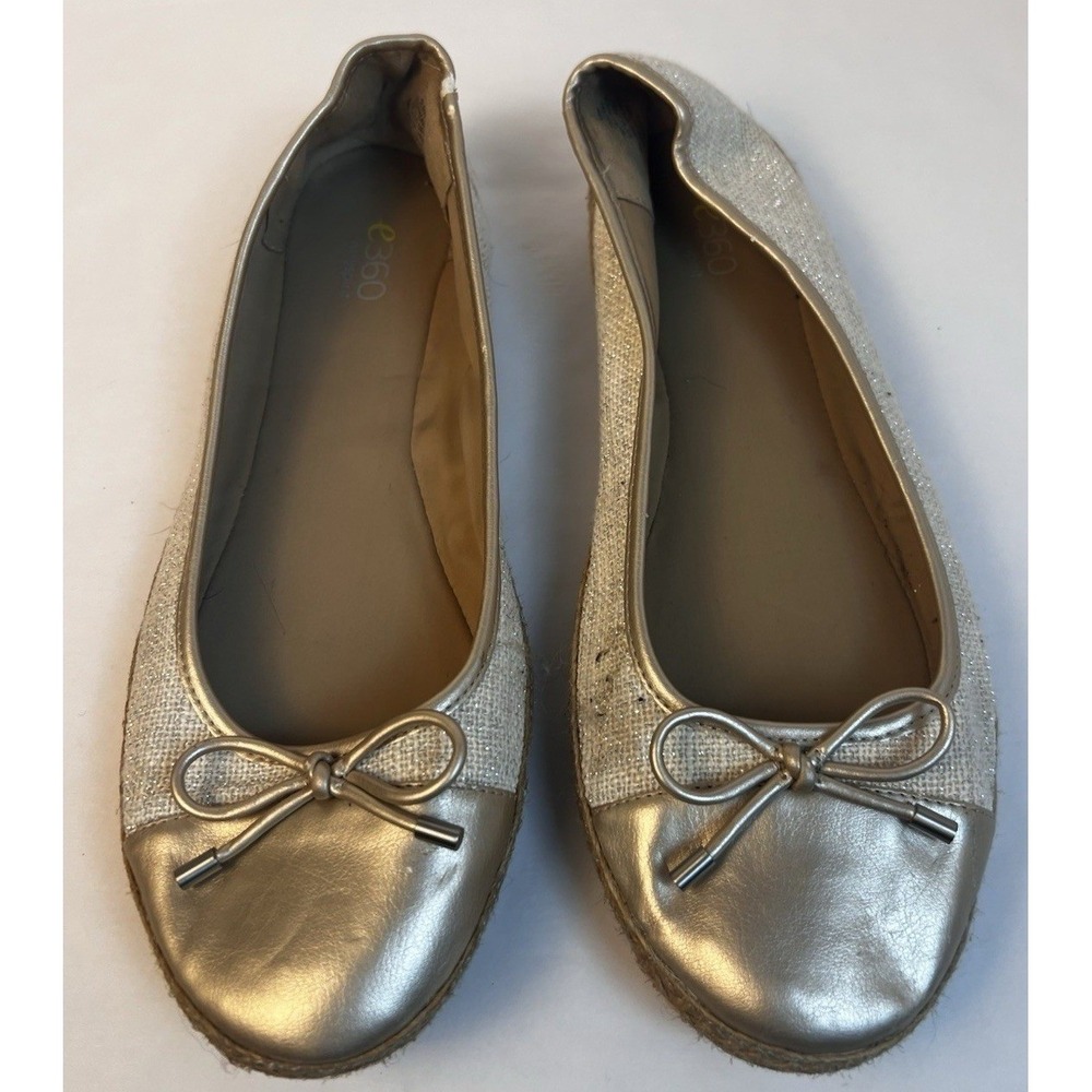 Easy Spirit Women's Gold Gizana Canvas Cap Toe Ballet Shoes Size 9.5